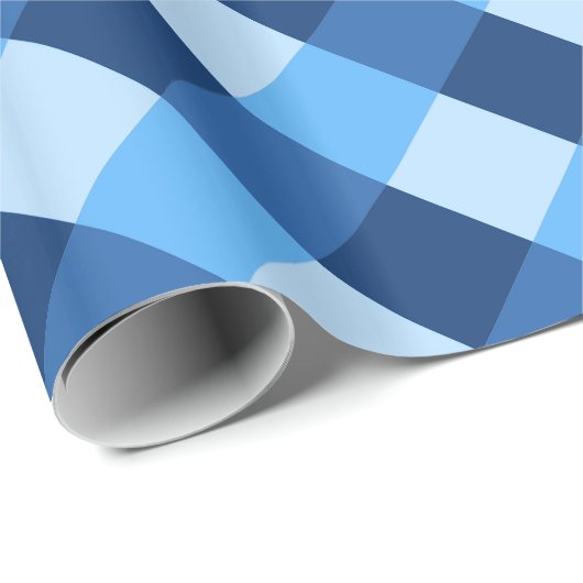 大バッファローチェック、デニムブルーの色合い ラッピングペーパー (ロールコーナー)