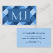 大バッファローチェック、デニムブルーの色合い 名刺 (正面/裏面)