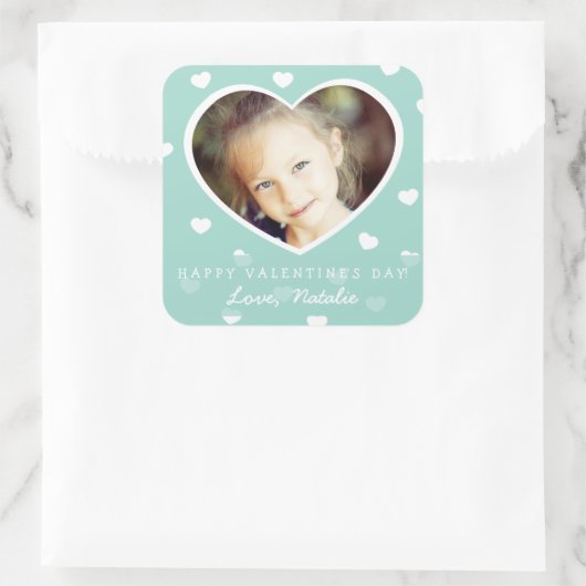 大バパーソナライズされたレンタイン写真シール/ Mint スクエアシール (バッグ)