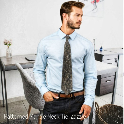大パターン（の模様が）ある理石 ネクタイ
