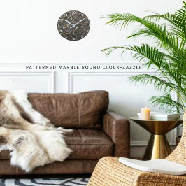 大パターン(の模様が)ある理石 ラウンド壁時計