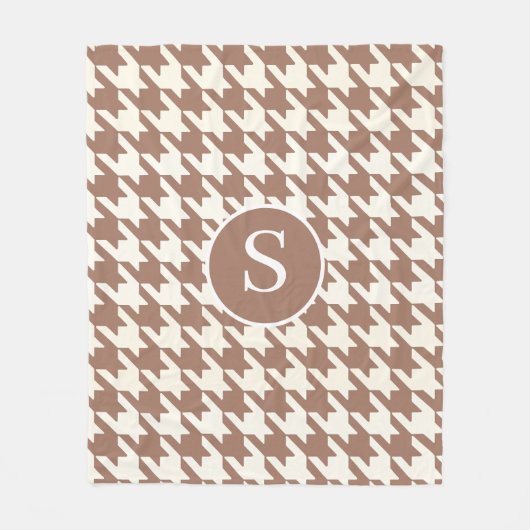 大パタ千鳥格子のーンmocha Mousseと白 フリースブランケット (正面)