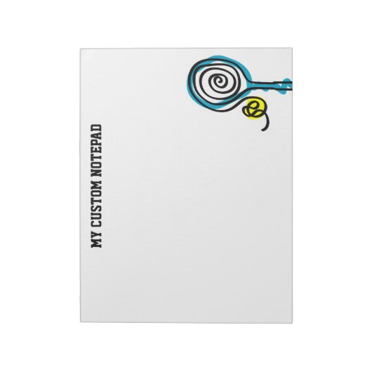 大パーソナライズされたきなテニスのラケットとボール ノートパッド (回転)