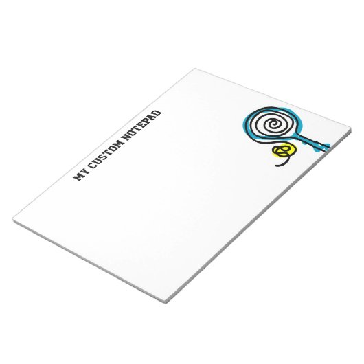 大パーソナライズされたきなテニスのラケットとボール ノートパッド (アングル)