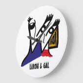 大パーソナライズされた丸漫画カップル時計 ラージ壁時計 (傾斜)