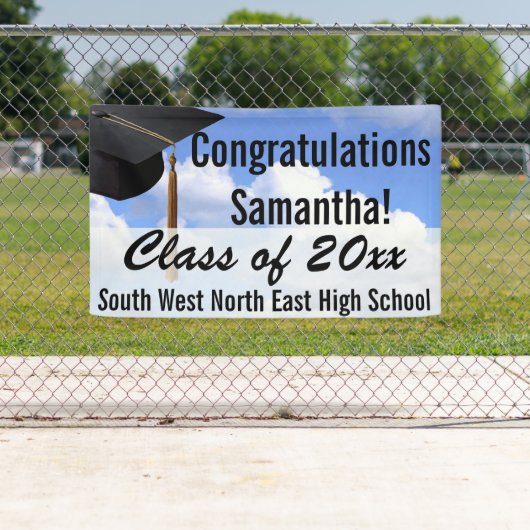 大パーソナライズされた卒業旗の青い空 横断幕 (インサイチュ)