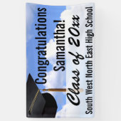 大パーソナライズされた卒業旗の青い空 横断幕 (縦)