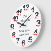 大パーソナライズされた時計のアメリカ国旗 ラージ壁時計 (傾斜)
