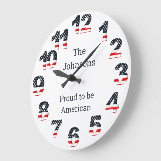 大パーソナライズされた時計のアメリカ国旗 ラージ壁時計 (傾斜)