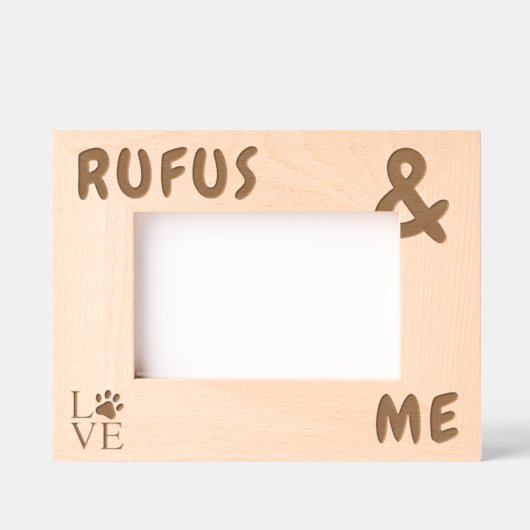大パーソナライズされた犬はっきりした名と私 レーザー彫刻フレーム (正面)