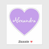 大パーソナライズされた紫ハート名 シール (シート)