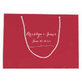 大パーソナライズされた赤結婚抱き枕 ラージペーパーバッグ (裏面)