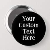 大パーソナライズされた黒ピンオンボタン 缶バッジ (正面&裏面)