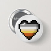 大ピクセルハートデザインのゲイベアプライドフラグ 缶バッジ (正面&裏面)