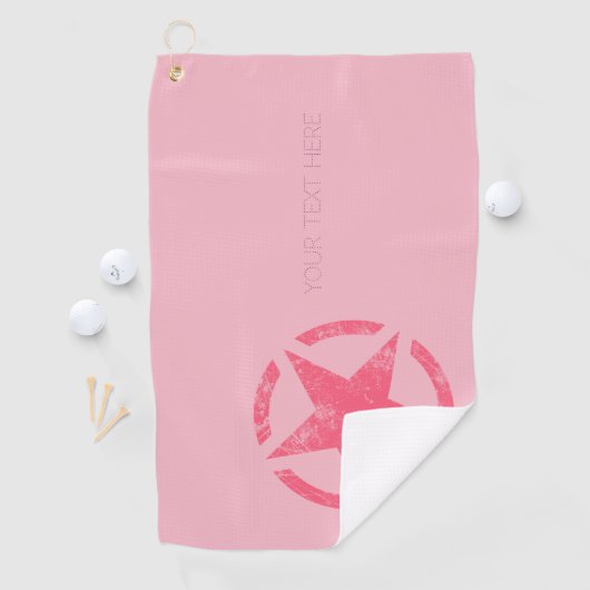 大ピンクスター動揺してスタイルと文字 ゴルフタオル (インサイチュ)