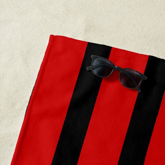 大ファッションブラック&レッドストライプモノグラムの ビーチタオル (インサイチュ)