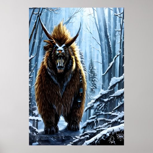 大ファンタジークマの獣 | AIアートポスター ポスター (正面)