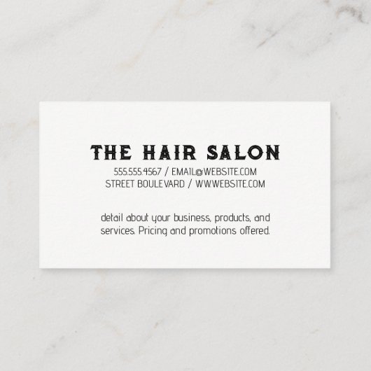 大フォント | 鋏と櫛 名刺 (裏面)