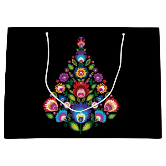 大フォーククリスマス抱き枕とカスタムメッセージ ラージペーパーバッグ (正面)