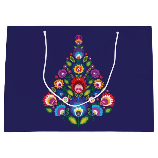 大フォーククリスマス抱き枕とカスタムメッセージ ラージペーパーバッグ (正面)