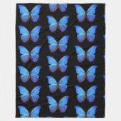 大フリースブランケットブルー蝶/黒 フリースブランケット (正面)