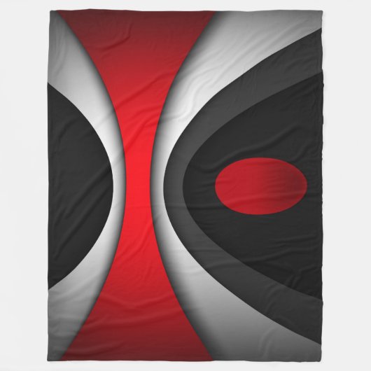 大フリースブランケットモダン,抽象芸術，赤，黒 フリースブランケット (正面)