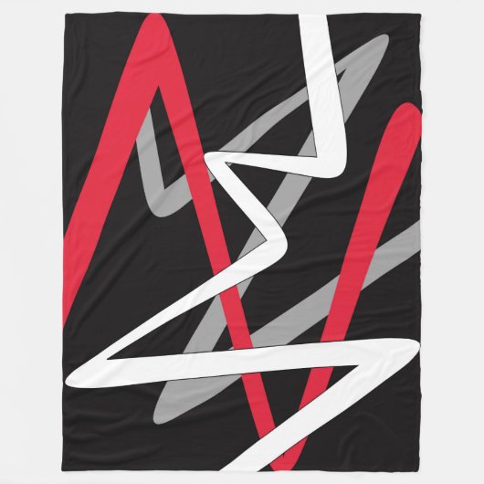 大フリースブランケットモダン,抽象芸術，黒，赤 フリースブランケット (正面)