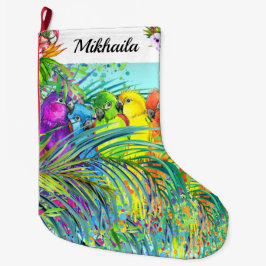 大フリース熱帯鳥クリスマスストッキング ラージクリスマスストッキング