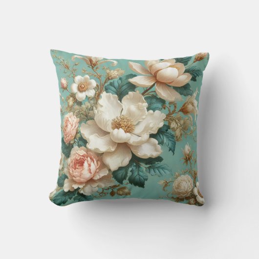 大フローラモチーフデザインパターン7 クッション (正面)