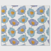 大プリントパステルブルーフローラ水色ポピー ラッピングペーパー (フラット)