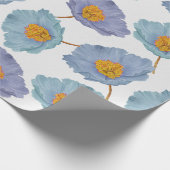 大プリントパステルブルーフローラ水色ポピー ラッピングペーパー (角)