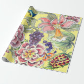 大プリント熱帯フローライエローウォーターカラーアート ラッピングペーパー (アンロールド)