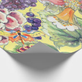 大プリント熱帯フローライエローウォーターカラーアート ラッピングペーパー (角)
