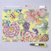 大プリント熱帯フローライエローウォーターカラーアート 薄葉紙 (クラフト)