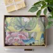 大プリント熱帯フローライエローウォーターカラーアート 薄葉紙 (ギフト)