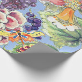 大プリント熱帯フローラブルーウォーターかわいらしカラー ラッピングペーパー (角)