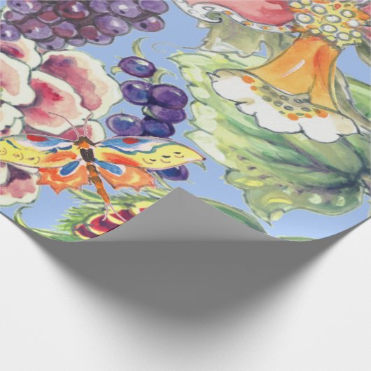 大プリント熱帯フローラブルーウォーターかわいらしカラー ラッピングペーパー (角)