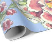 大プリント熱帯フローラブルーウォーターかわいらしカラー ラッピングペーパー (ロールコーナー)