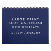 大プリント空白のブルーカレンダー付き休日 カレンダー (カバー)