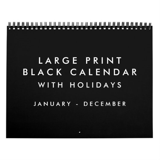 大プリント空白の黒曜日付きカレンダー カレンダー (カバー)