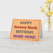 大プリント、はっきりした79番目の誕生日グリーティングカード カード (黄色い花)