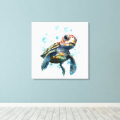 大ベビーウミガメ水彩画 キャンバスプリント (インサイチュ (ウッドフロア))