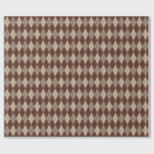 大ベージュと茶色のラッアーガイルピング紙 ラッピングペーパー (フラット)