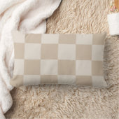 大ベージュチェッカー ランバークッション (ブランケット)