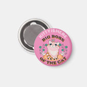 大ボスかわいいカスタマイズ猫の名パーソナライズされた前 マグネット (正面/裏面)