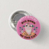 大ボスかわいいカスタマイズ猫の名パーソナライズされた前 缶バッジ (正面&裏面)