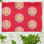 大メダリオンレッド キッチンタオル (折り畳み)