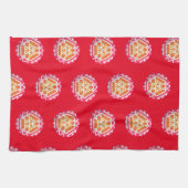 大メダリオンレッド キッチンタオル (横)