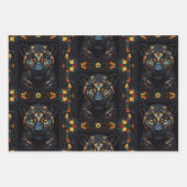 大モザイクのステンドグラス黒猫 ラッピングペーパーシート (正面3)