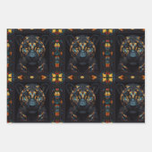大モザイクのステンドグラス黒猫 ラッピングペーパーシート (正面)